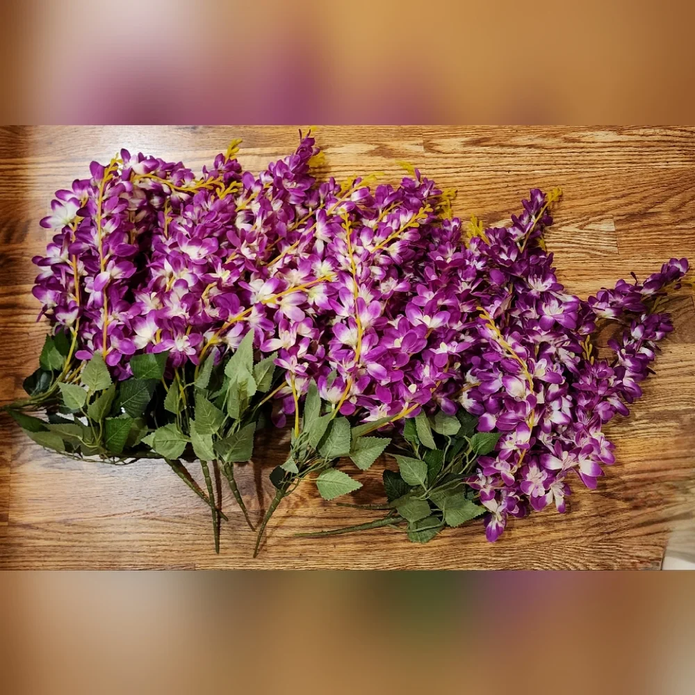 Artificial Flowers Garland, 8 Pieces total 24in Silk Wisteria Hanging Flowers